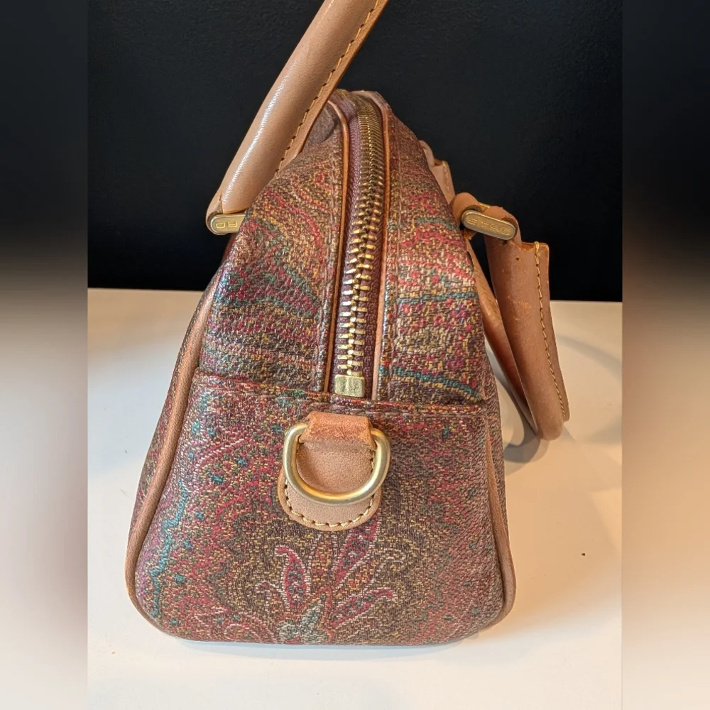 Etro Paisley Satchel with Vachetta Leather Drop Handles and Brass Accents